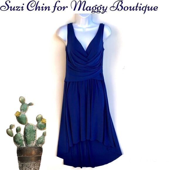 Suzi Chin for Maggy Boutique Royal Blue Dress sz 4 - Picture 1 of 8